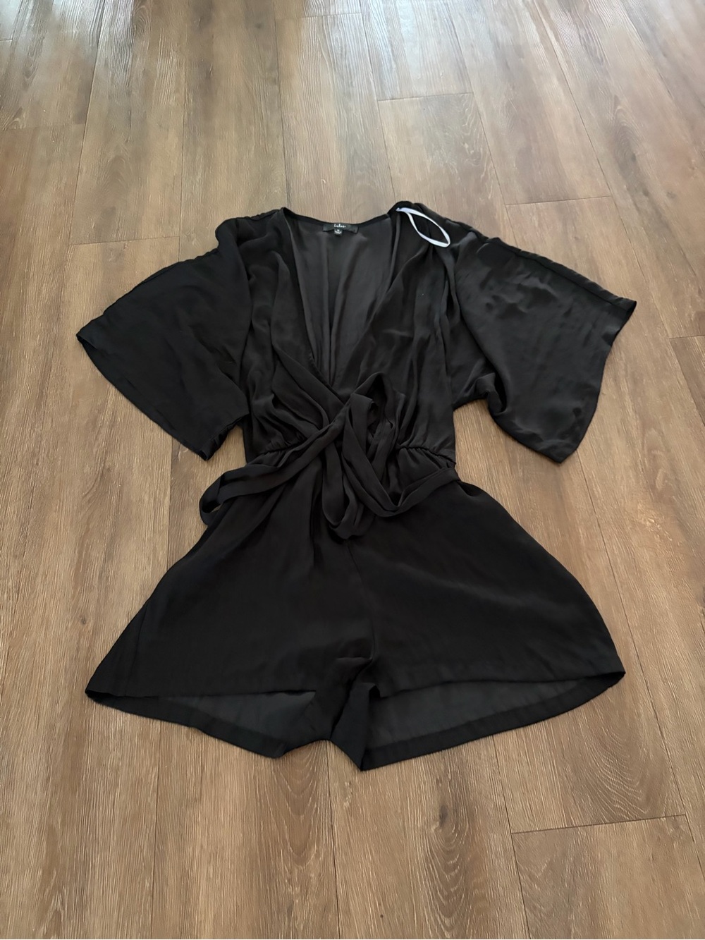 Lulus Black Wrap-Front Romper medium